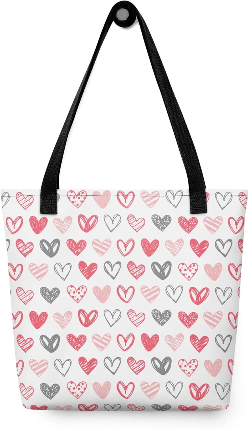 Monochrome Love Heart Tote Bag  Durable & Stylish Black & White Everyday Carryall