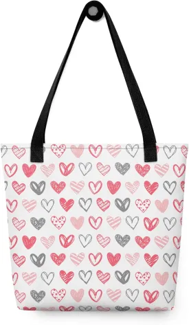 Monochrome Love Heart Tote Bag  Durable & Stylish Black & White Everyday Carryall
