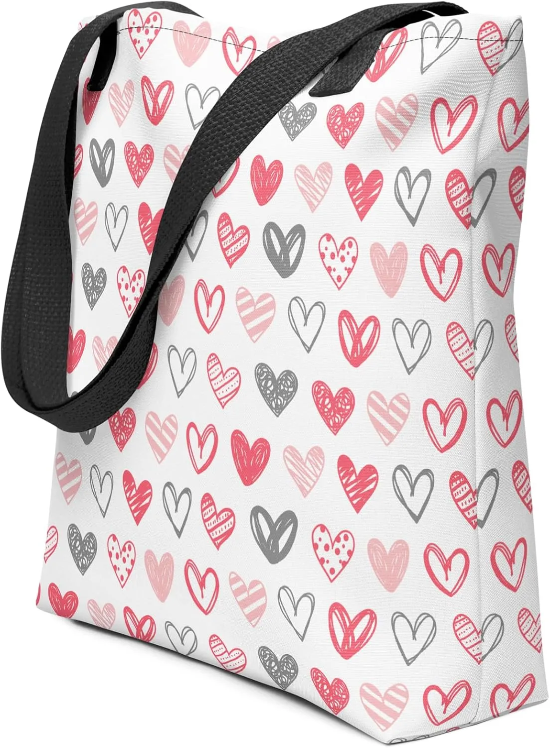 Monochrome Love Heart Tote Bag  Durable & Stylish Black & White Everyday Carryall