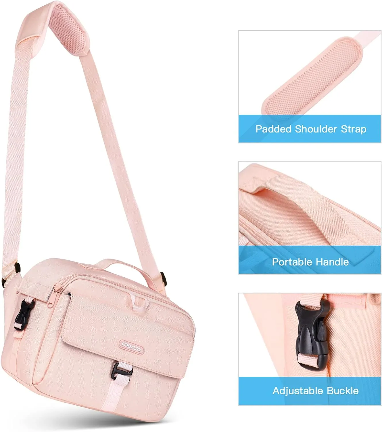 MOSISO Camera Shoulder Bag Case Crossbody Sling Purse, DSLR/SLR/Mirrorless Compact Padded Photography Handbag with Rain Cover Compatible with Canon/Nikon/Sony Cameras and Lenses, Pink