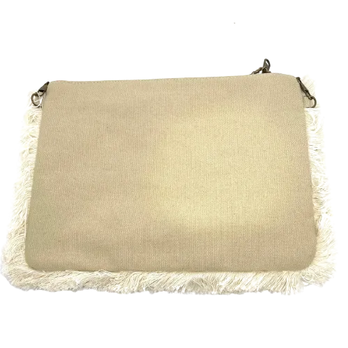 Natural beaded/fringed clutch