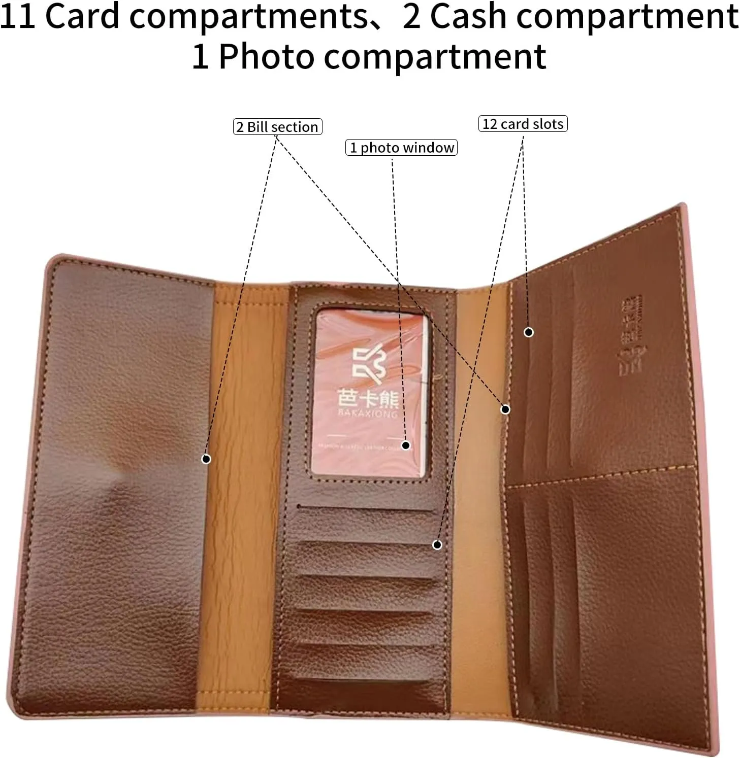 Popular Purse Set for Womens Wallet Includes A Triple Fold Purse and Two Small Card Bag with Multiple Slots (pink)