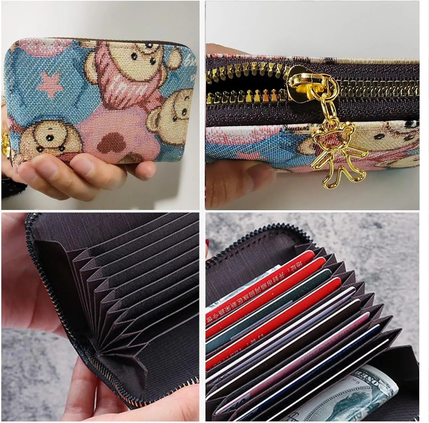 Popular Purse Set for Womens Wallet Includes A Triple Fold Purse and Two Small Card Bag with Multiple Slots (pink)