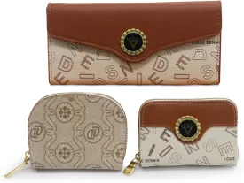 Popular Purse Set for Womens Wallet Includes A Triple Fold Purse and Two Small Card Bag with Multiple Slots (white)