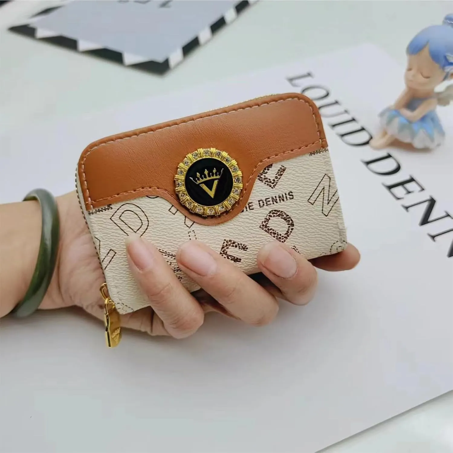 Popular Purse Set for Womens Wallet Includes A Triple Fold Purse and Two Small Card Bag with Multiple Slots (white)