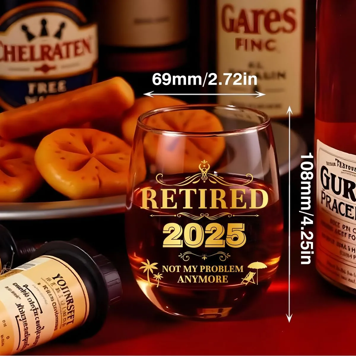 Retirement Gift for Women Men 2025 Coworker Leaving Gifts Stemless Wine Glass And Wine Bag Farewell Goodbye Gift Happy Retired Gifts for Women Teacher Nurse Coworker-15 oz