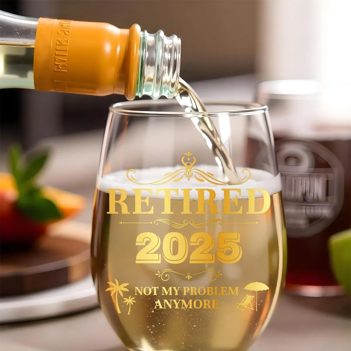 Retirement Gift for Women Men 2025 Coworker Leaving Gifts Stemless Wine Glass And Wine Bag Farewell Goodbye Gift Happy Retired Gifts for Women Teacher Nurse Coworker-15 oz