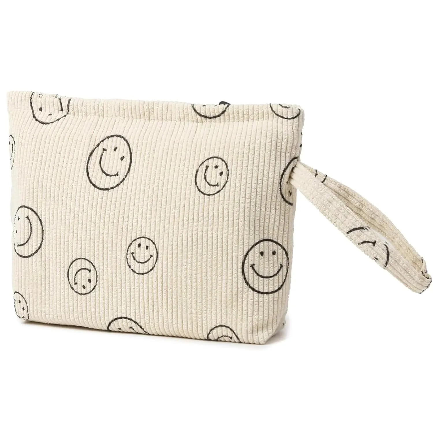 Small Makeup Bag with Pocketes and Zipper Corduroy Makeup Pouch for Purse Travel Corduroy Cosmetic Organizer Toiletry bag for Women