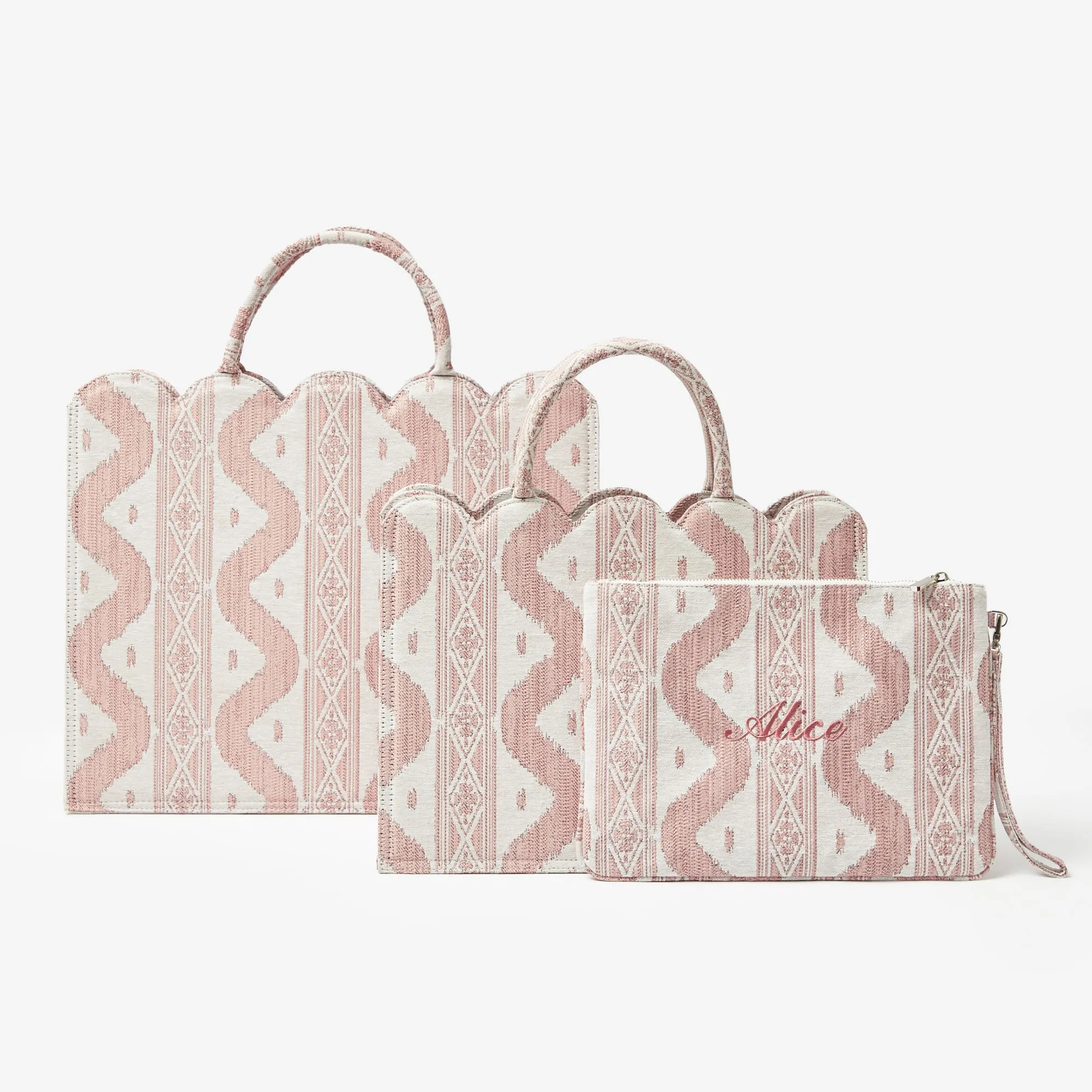 Small Mrs. Alice Tote Bag (Pink Ikat)