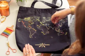 Stitch Tote Bag - Black Canvas Handles