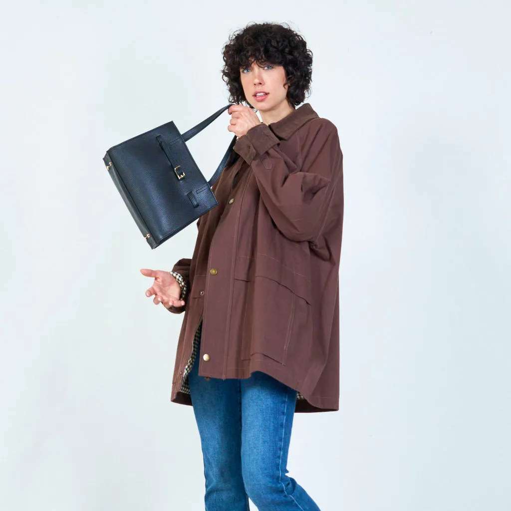 Structured leather tote bag wholesale