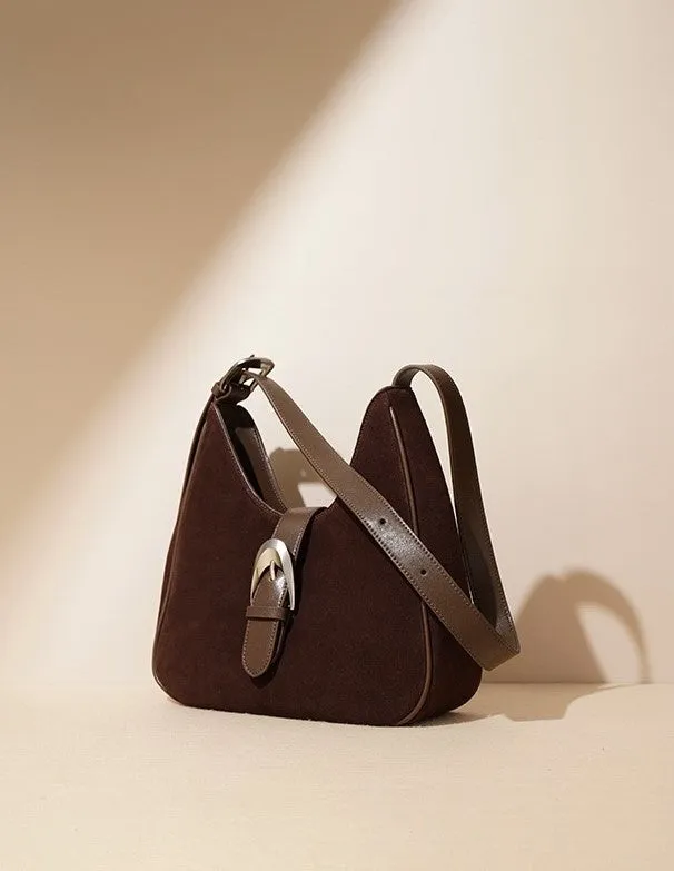 Suede Shoulder Bag - Grey