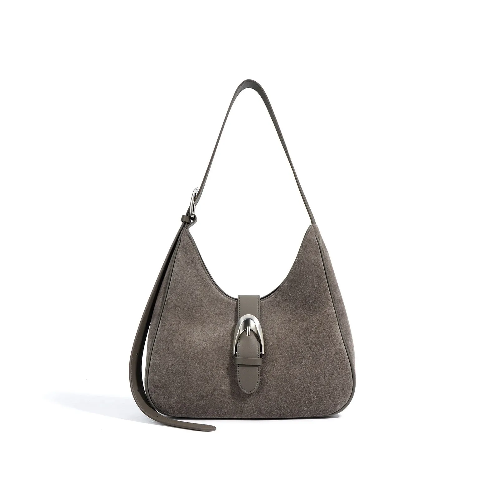 Suede Shoulder Bag - Grey