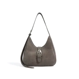 Suede Shoulder Bag - Grey