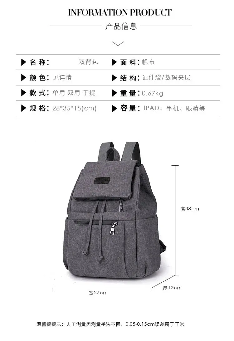 Unisex canvas backpack bag