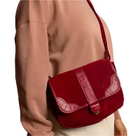 Vintage 1970s Burgundy Suede Shoulder Bag