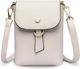 Womens Mini Shoulder Bags Crossbody Soft Leather Flap Over Mobile Phone Bag With Multi Pocket And Adjustable Strap