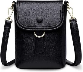 Womens Mini Shoulder Bags Crossbody Soft Leather Flap Over Mobile Phone Bag With Multi Pocket And Adjustable Strap