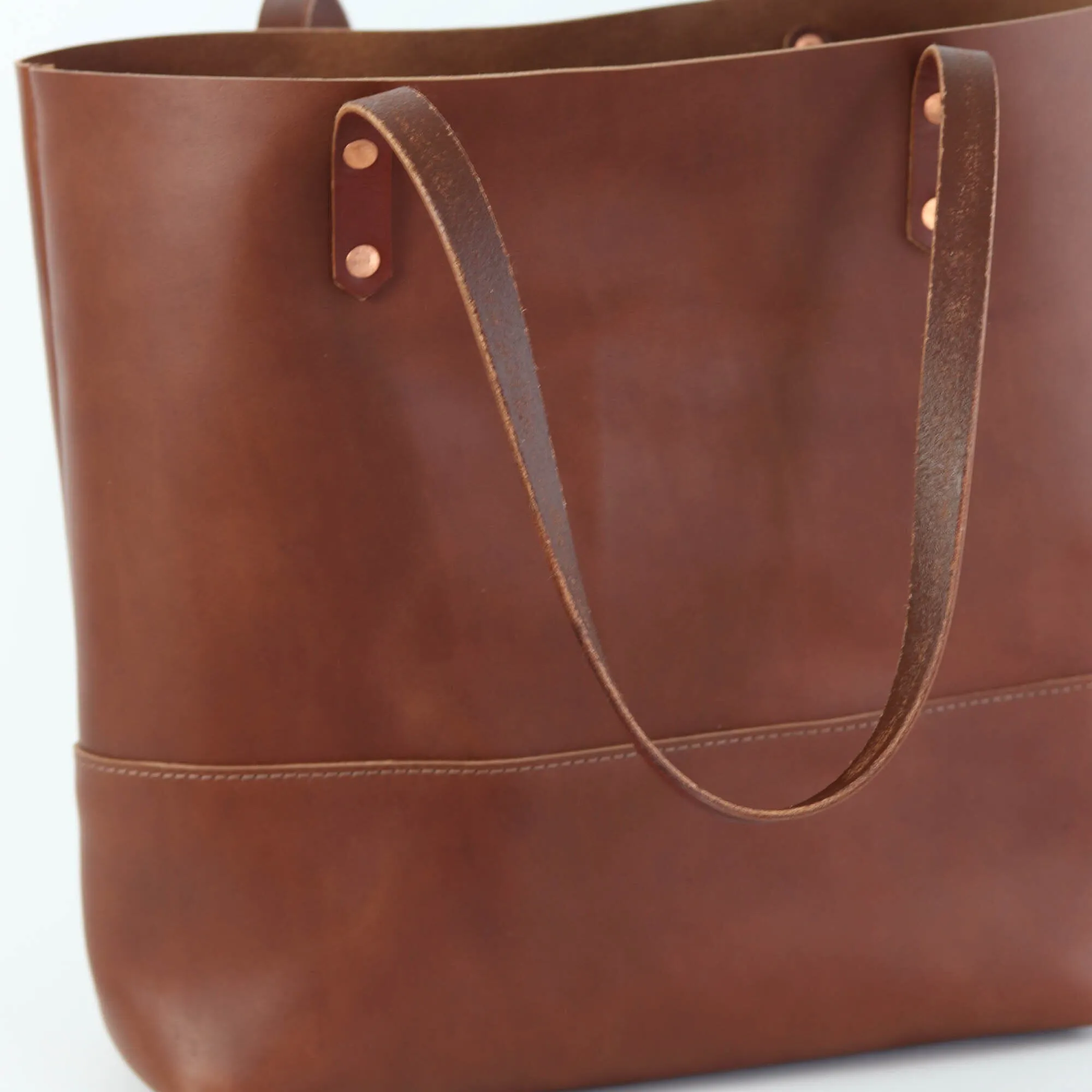 Work Tote in Italian Vegetable Tanned Leather - Brown