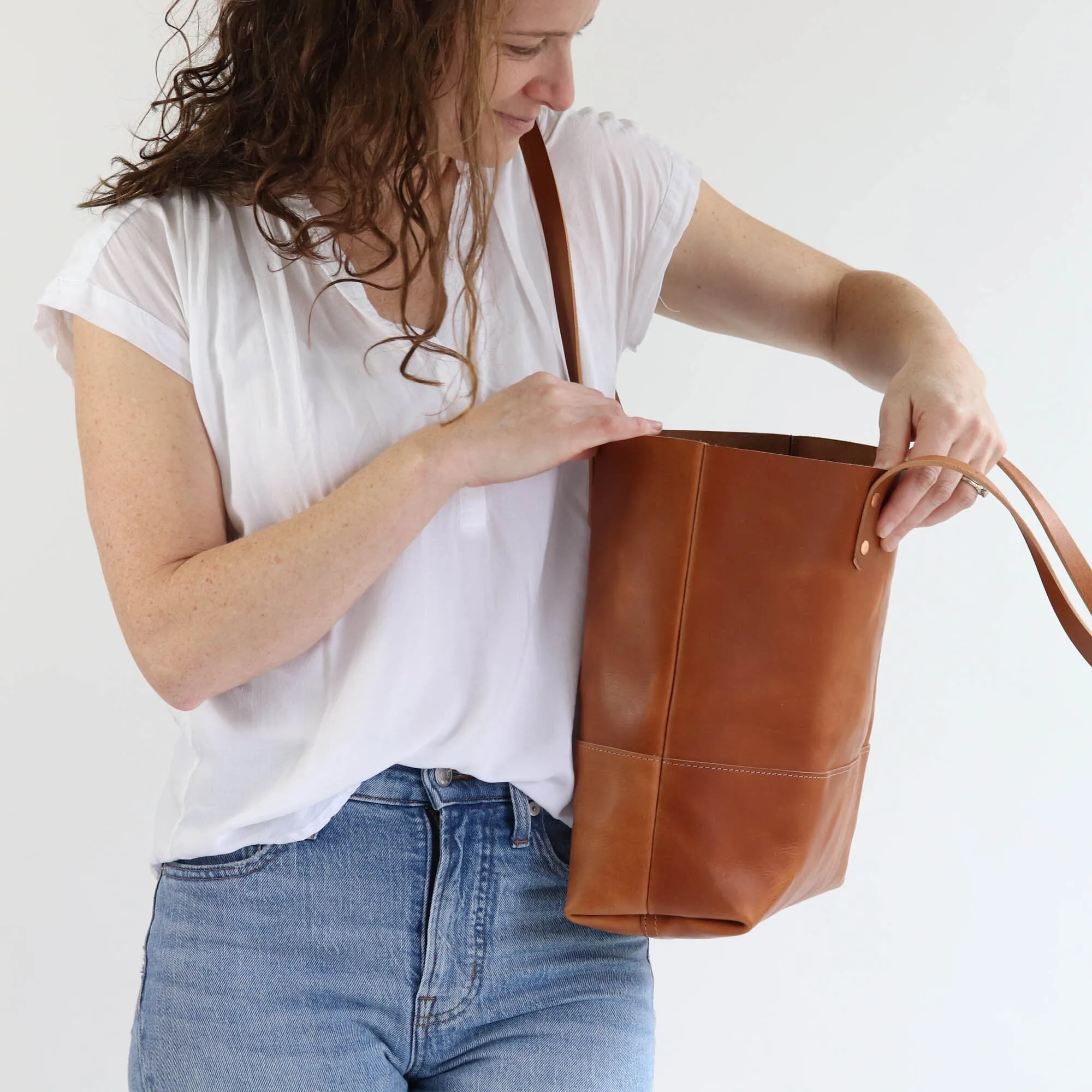 Work Tote in Italian Vegetable Tanned Leather - Gold - LIMITED EDITION!