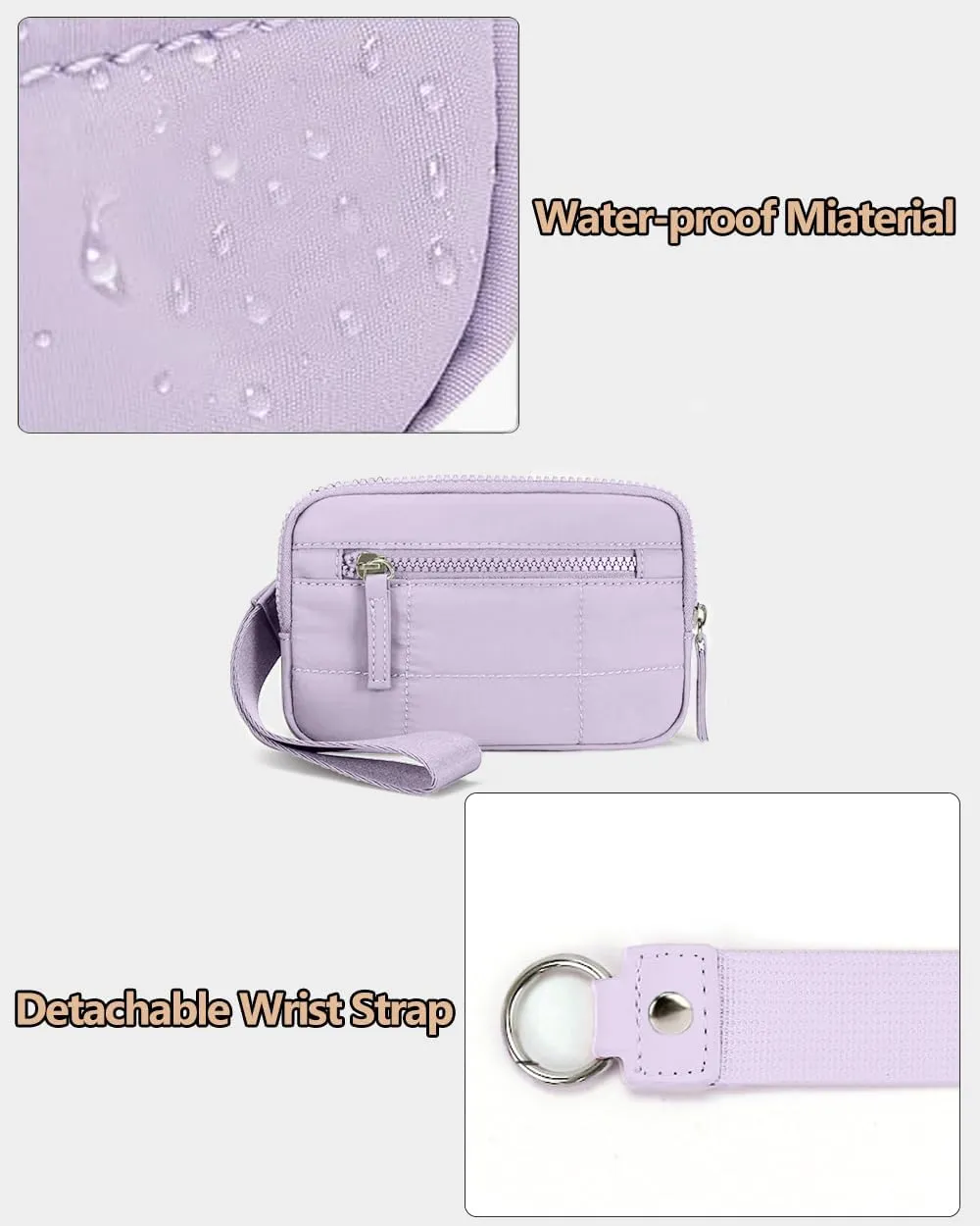Wristlet Wallets for Women Keychain Wallet with 3 Zipper Purse for Credit Card Holder Wristlet Zip Mini Pouch