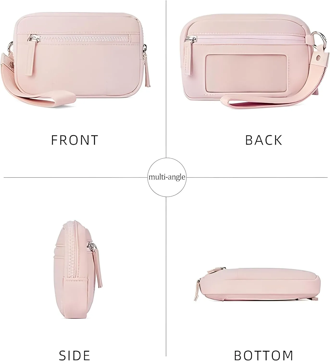 Wristlet Wallets for Women Keychain Wallet with 3 Zipper Purse for Credit Card Holder Wristlet Zip Mini Pouch