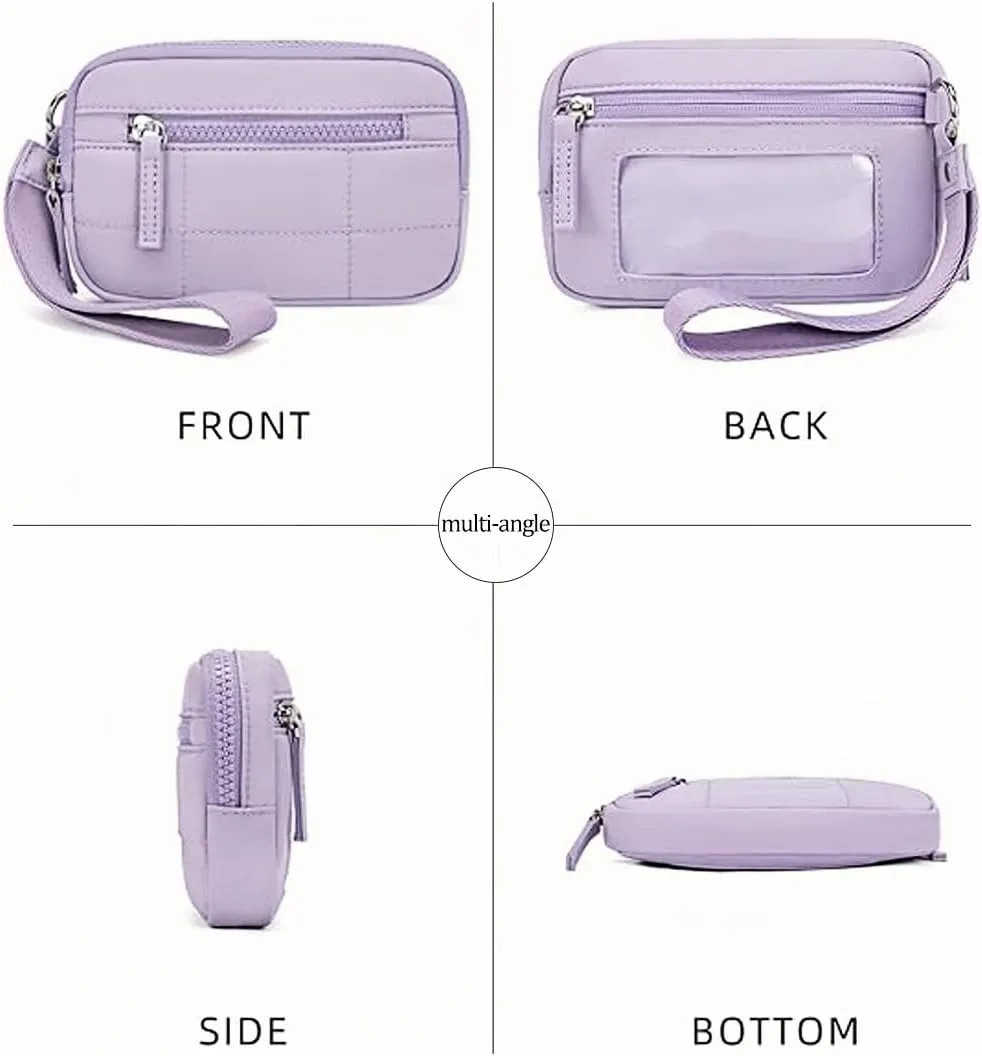 Wristlet Wallets for Women Keychain Wallet with 3 Zipper Purse for Credit Card Holder Wristlet Zip Mini Pouch