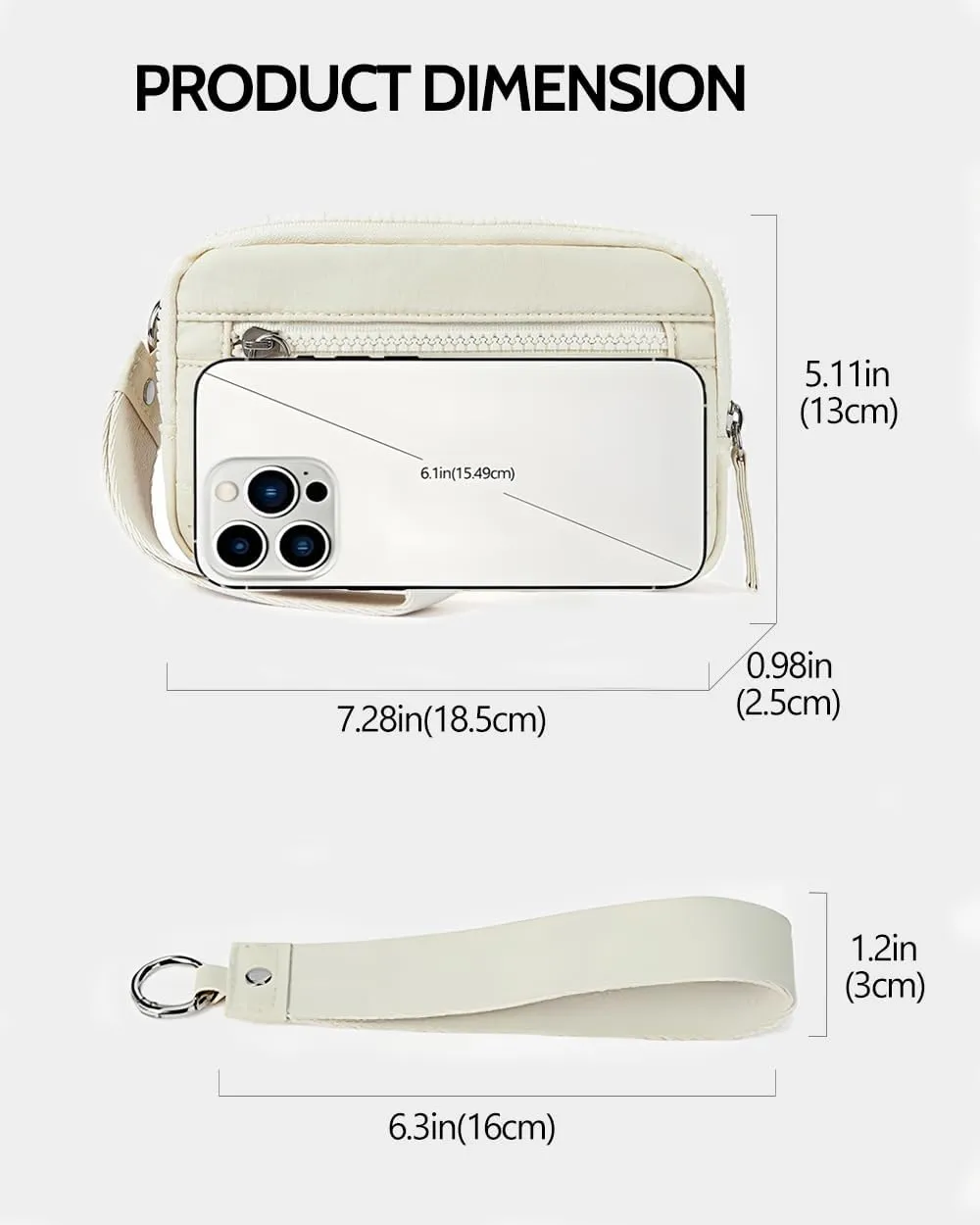 Wristlet Wallets for Women Keychain Wallet with 3 Zipper Purse for Credit Card Holder Wristlet Zip Mini Pouch