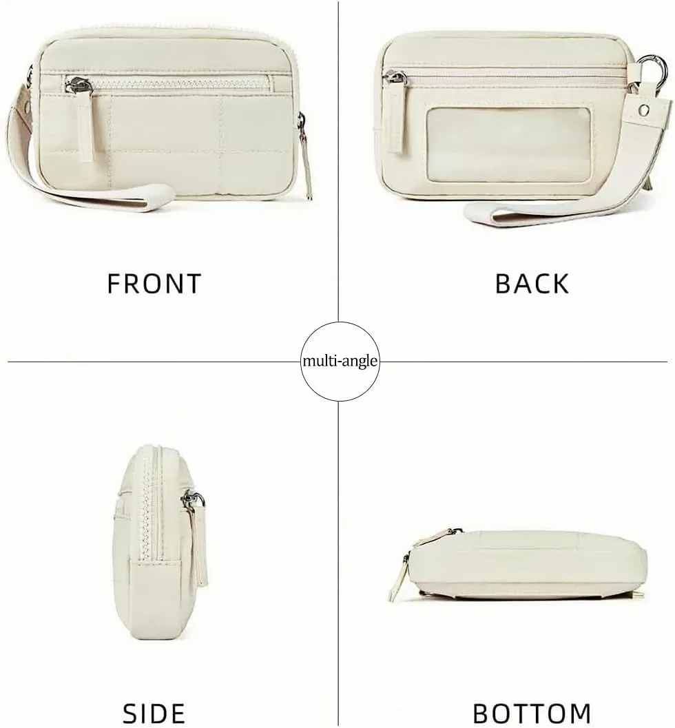 Wristlet Wallets for Women Keychain Wallet with 3 Zipper Purse for Credit Card Holder Wristlet Zip Mini Pouch