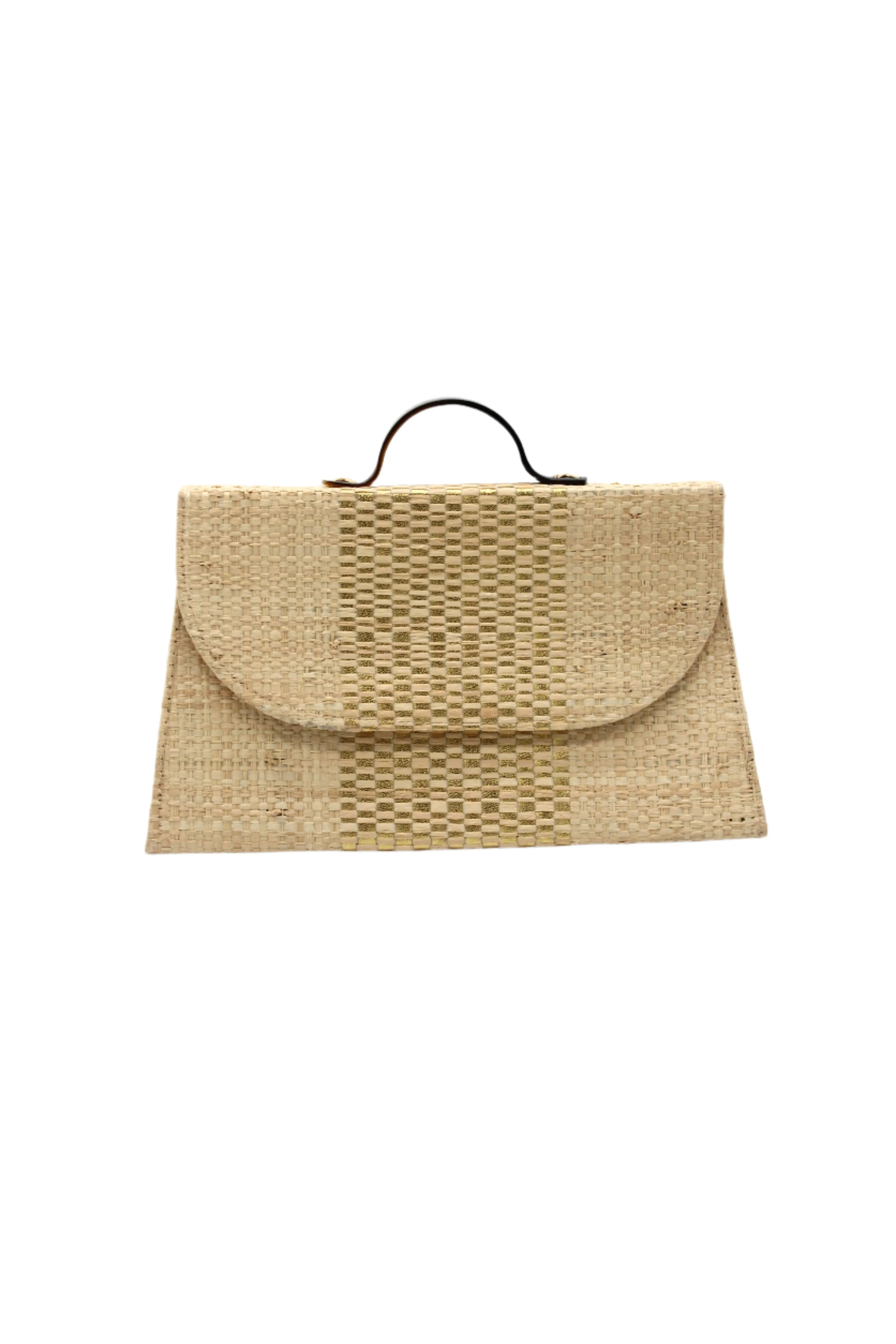 Wynwood Straw Handbag with Metallic Detailing & Horn Handle