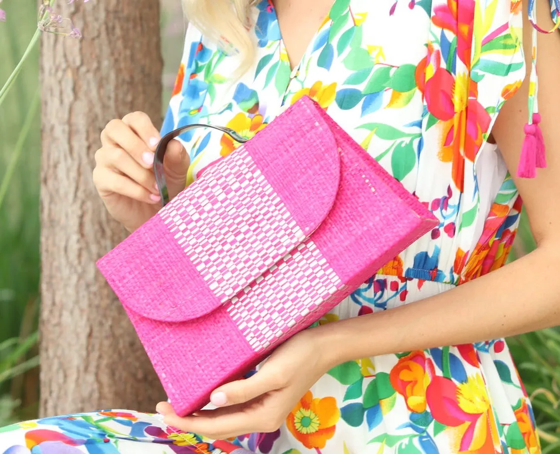 Wynwood Straw Handbag with Metallic Detailing & Horn Handle