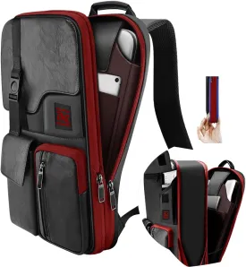ZINZ Slim & Expandable 15 15.6 16 Inch Laptop Backpack for Business, Waterproof Anti-Theft Travel Backpack Daypack for Men and Women -Black&Red